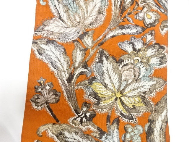  アンティーク　花更紗模様織り出し名古屋帯（着用可）